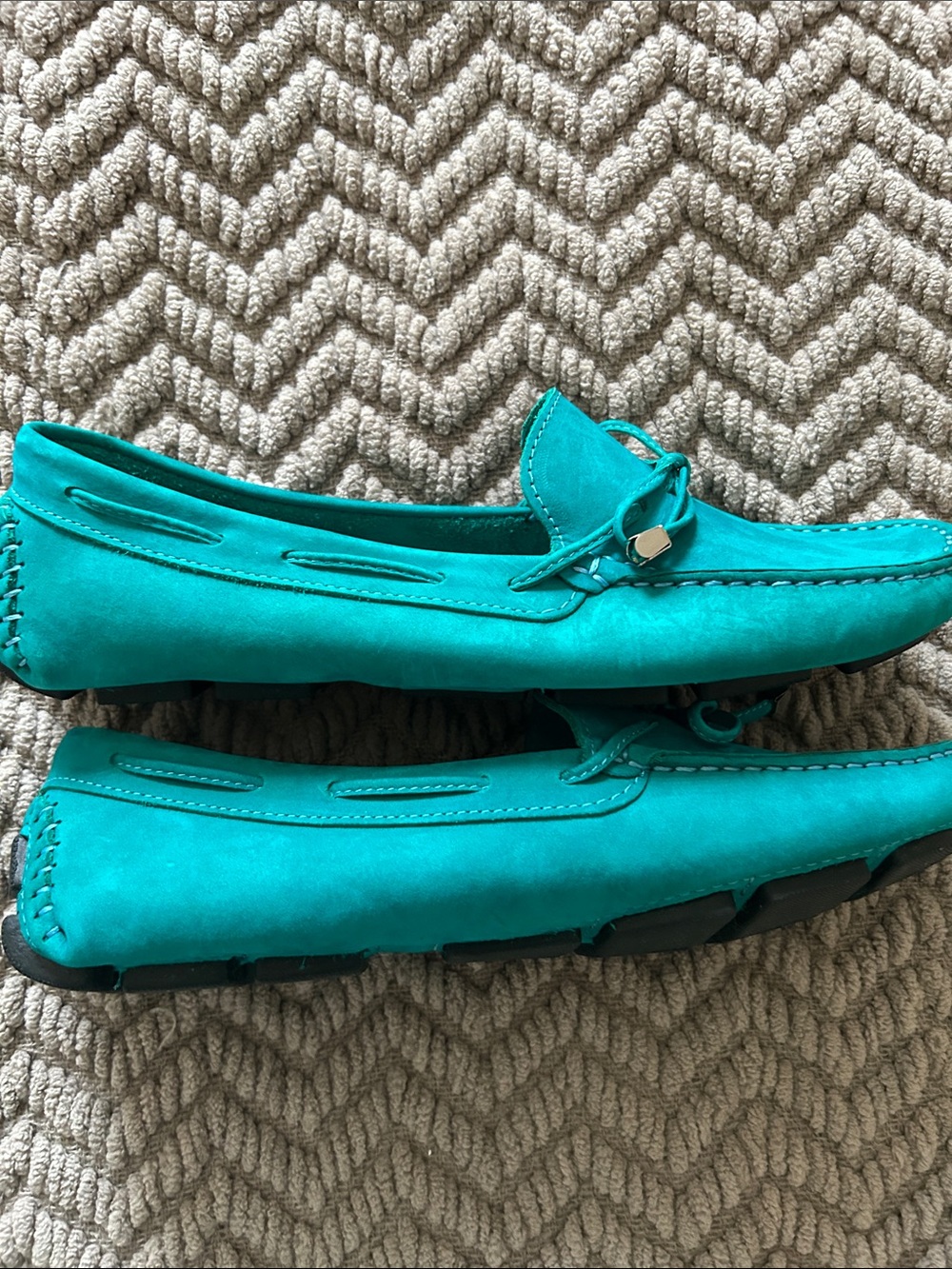 Saks Fifth Avenue Teal Suede Moccasin Loafers - Picture 6 of 8